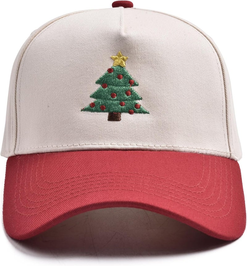 Erying Christmas Trucker Hat for Women Men Two Tone Vintage Embroidered Baseball Cap Funny Gift - Image 1